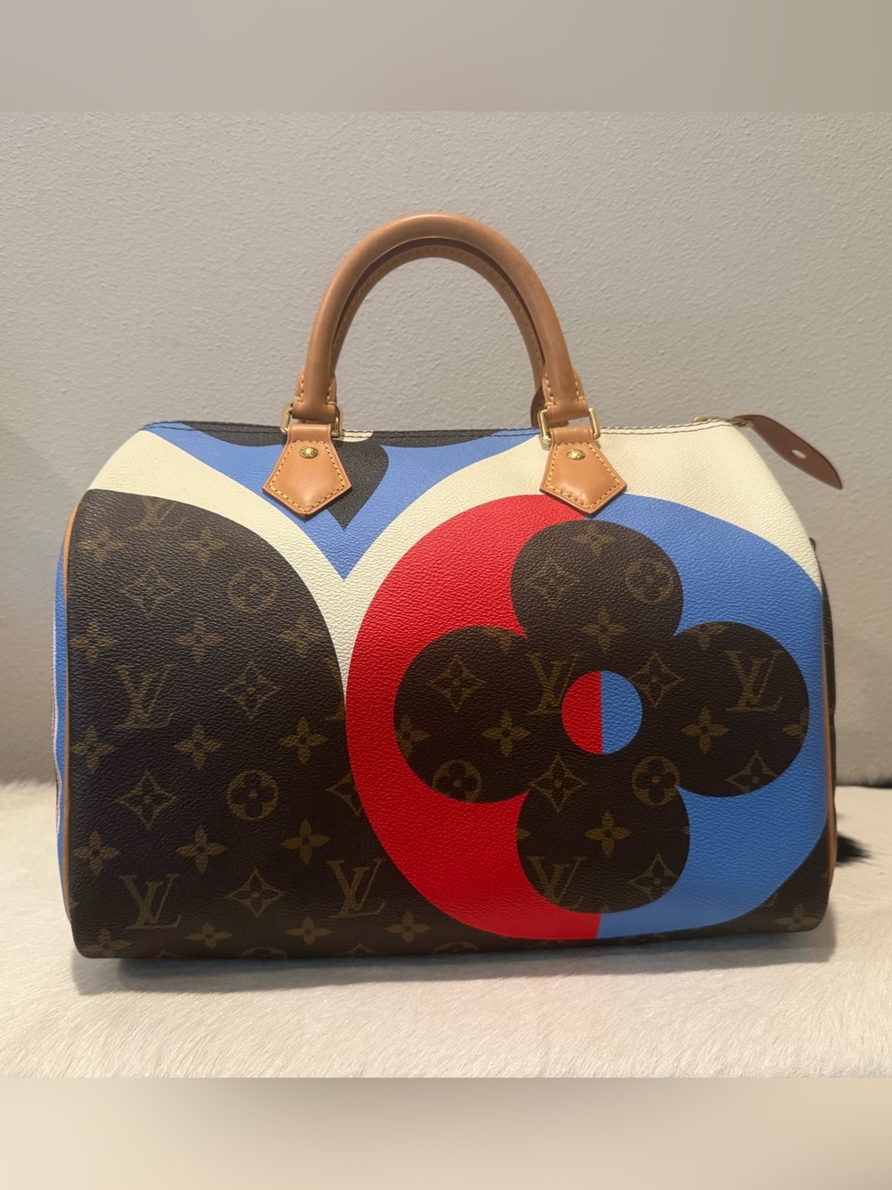 Louis Vuitton Monogram Speedy with Red, Blue & Brown Graphic